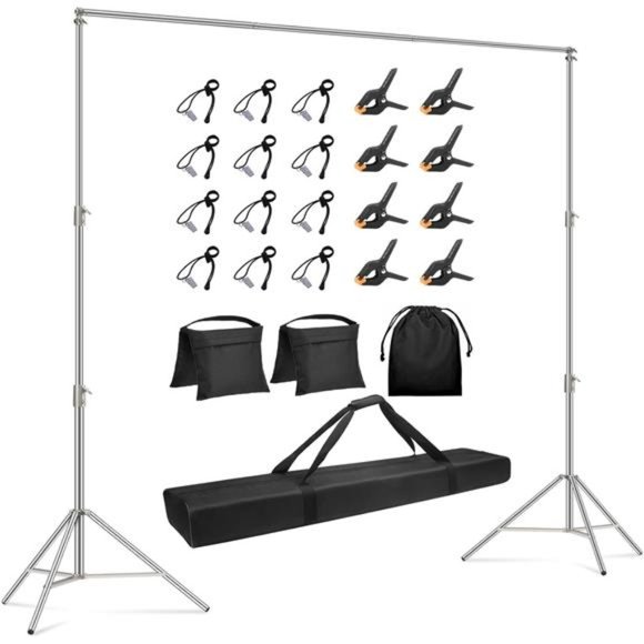 Photo Backdrop Stand, 10x9.2ft Stainless Steel Adjustable Background Stand - Picture 1 of 8